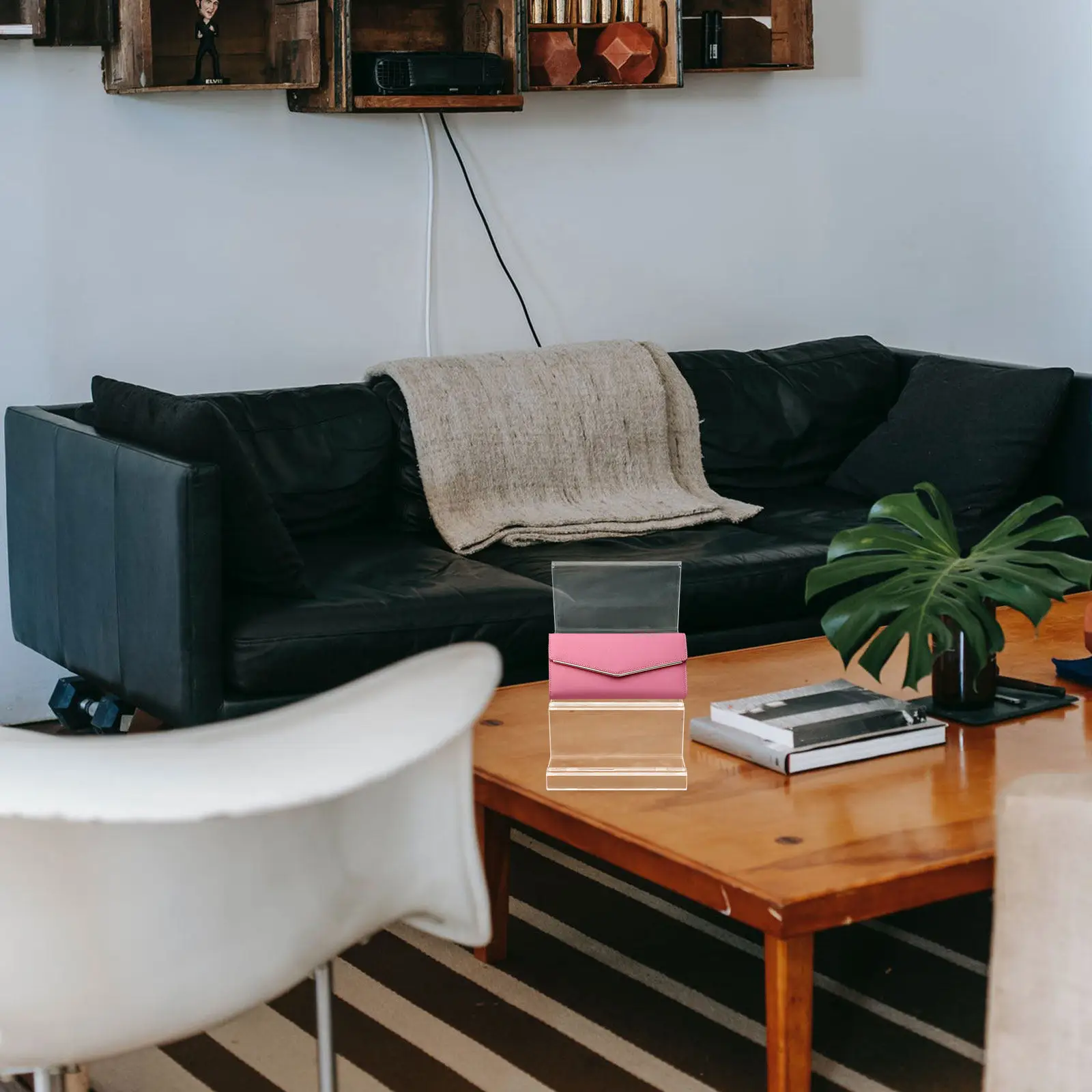 

Набор из 2 акриловых настольных органайзеров: прозрачная подставка для кошельков, многофункциональный держатель для сумок для дома и офиса