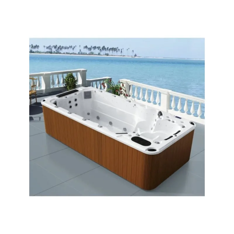 2026 Hot Sale FL Customized Outdoor Freestanding Modern Hot Tub Swim Spa Combo Pool with Dual Zone Massage and Balboa Control