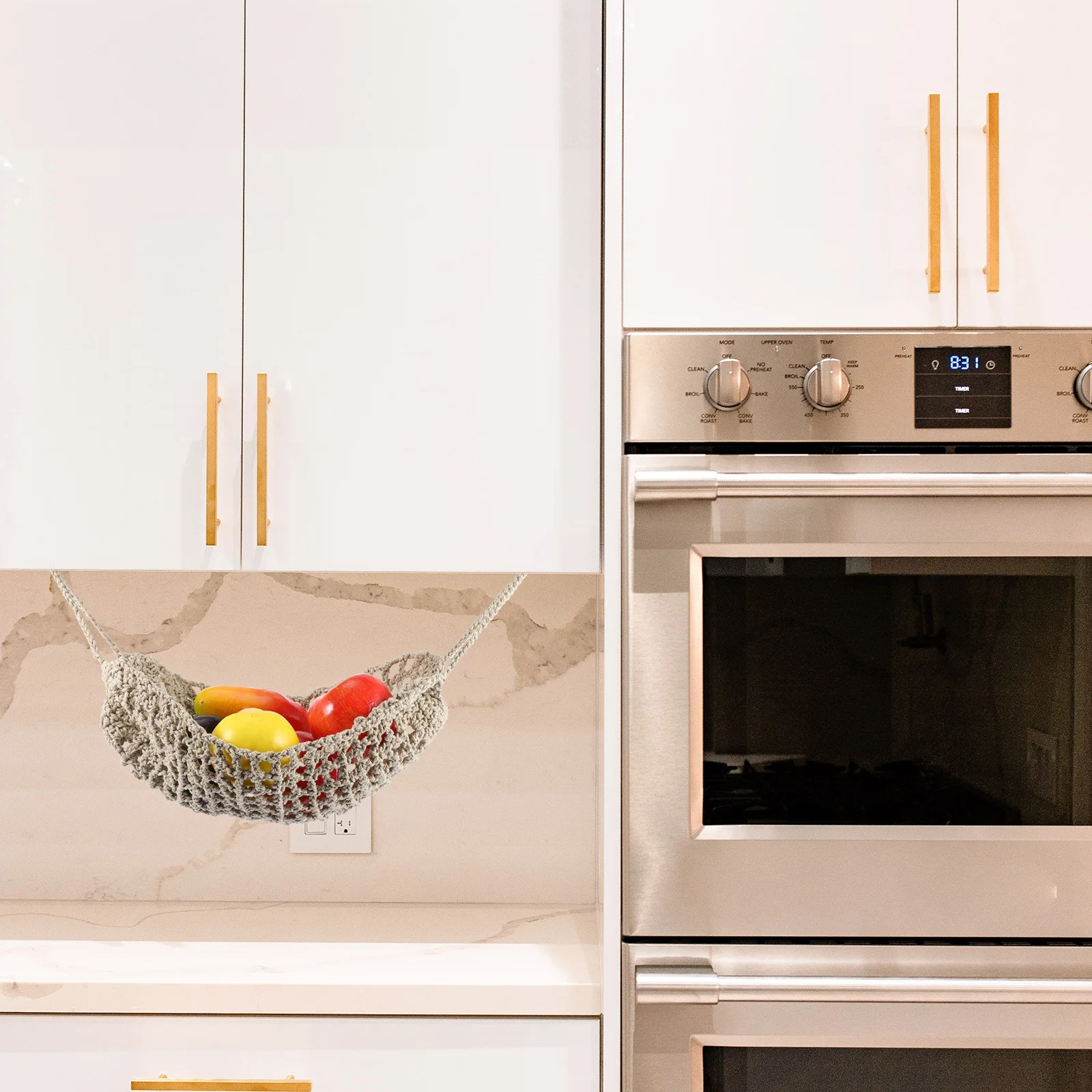 

Hammock For Kitchen Hanging Fruit Basket Under Cabinet Storage Produce Holder Macrame Fruit Net For Vegetables Stuffed