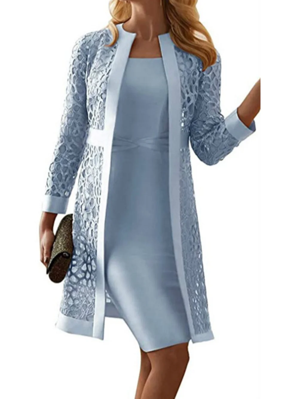 

Spring Women's Suit Dress And Long-Sleeved Cardigan Coat Sets Fashion Casual Feminine Elegance Two-Piece Outfits