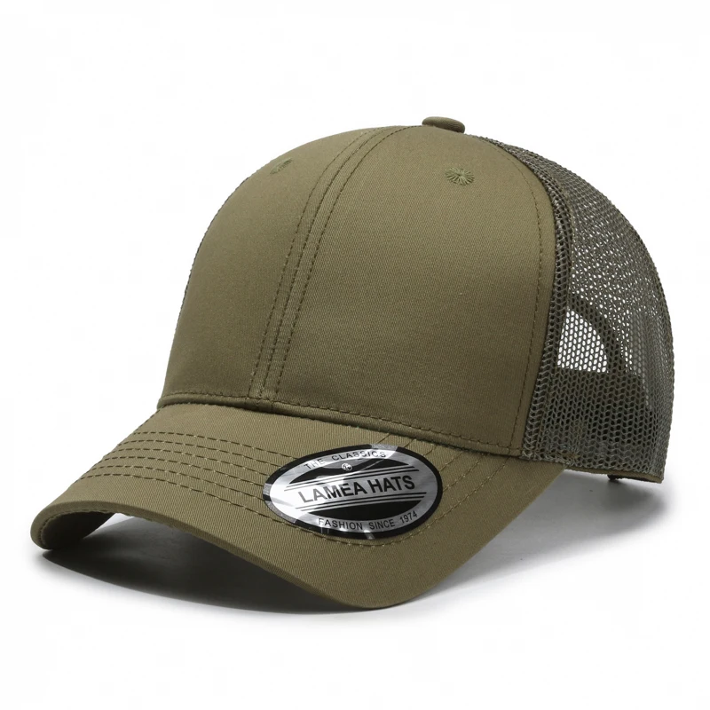 Afbeelding 7: Aangepaste logo effen kleur baseball cap mannen en vrouwen Richarson 112 mesh ingerichte mode trucker hoed hip hop gebogen rand snapback