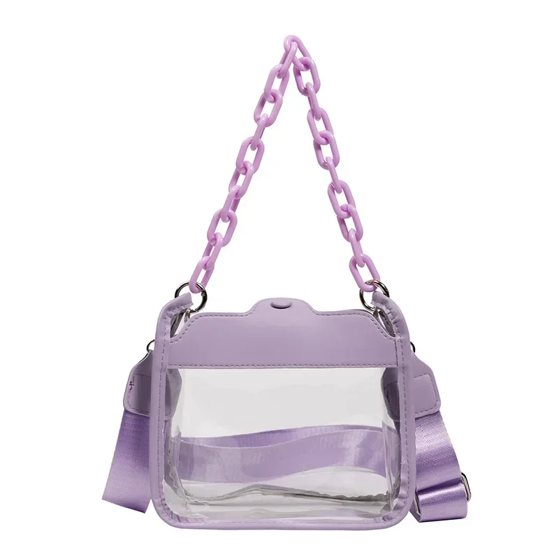 Clear Crossbody Bag for Women PVC Transparent Single Shoulder Chain Portable Messenger Bags Small Square  Satchel Bag Girls Gift