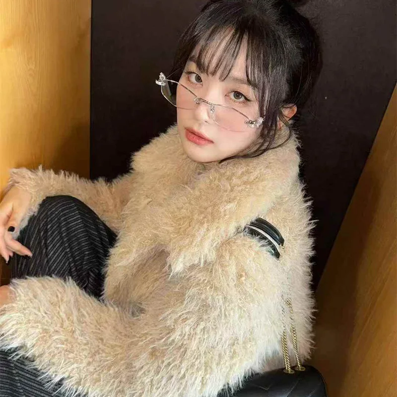 Luxury Rimless Polygon Diamond Sunglasses Women Retro Brand Design Metal High Quality Vintage Rhombus  Minimalist Glasses