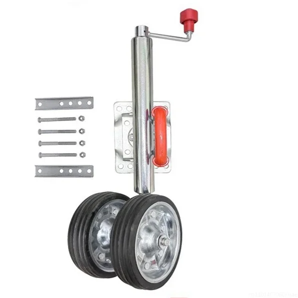 Double 8 Inch Jockey Wheel Swing Up Solid Rubber Wheel Capacity 1500 Lbs Caravan RV Boat Trailer Jack Parts Accessories