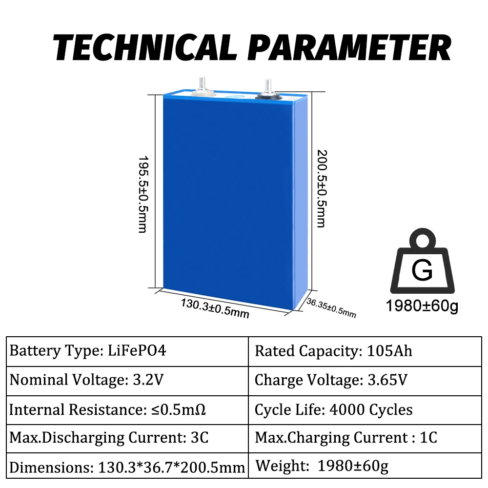 EU Stock EVE LF105A Lifepo4 Grade A Rechargeable Batteries 8000+ Cycles 3.2V Lithium ion Phosphate Battery Cells for DIY Solar