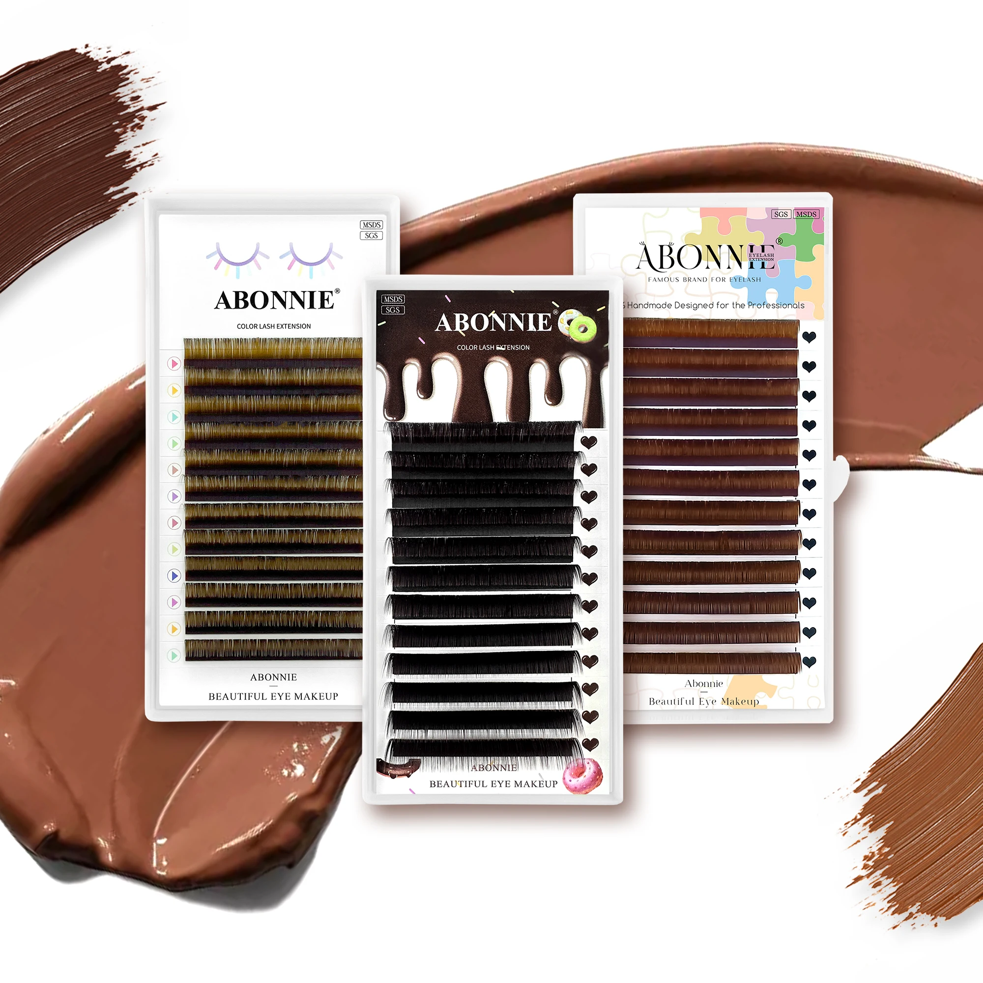 ABONNIE Klassische braune Wimpernverlängerung, weiches, natürliches Kaschmir, braun, bunt, individuelle Nerzwimpern