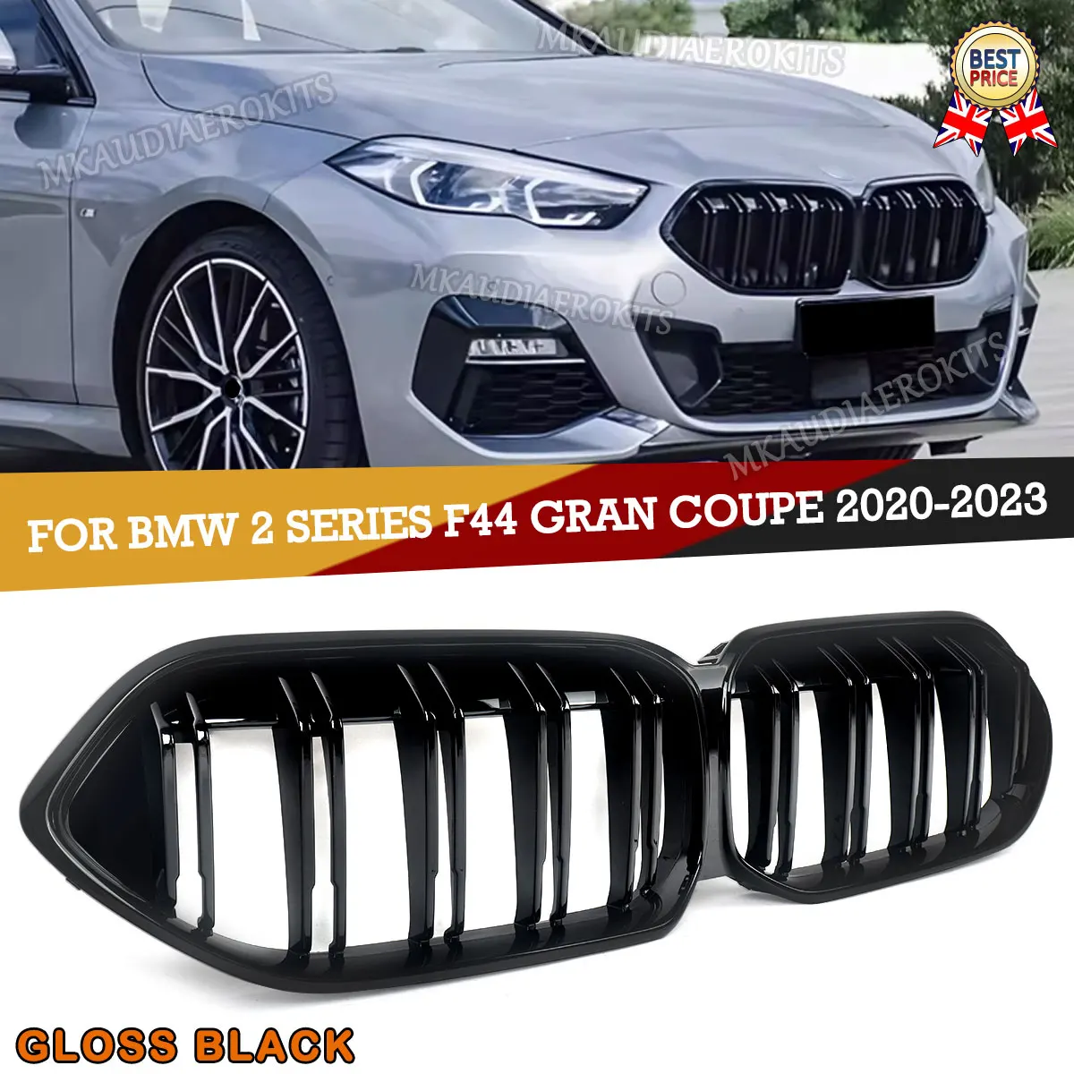 Image of Doppellinien-Frontstoßstangen-Kühlergrill Renngrills für BMW 2er Gran Coupé F44 220d 2020 2021 2022 2023 Autozubehör