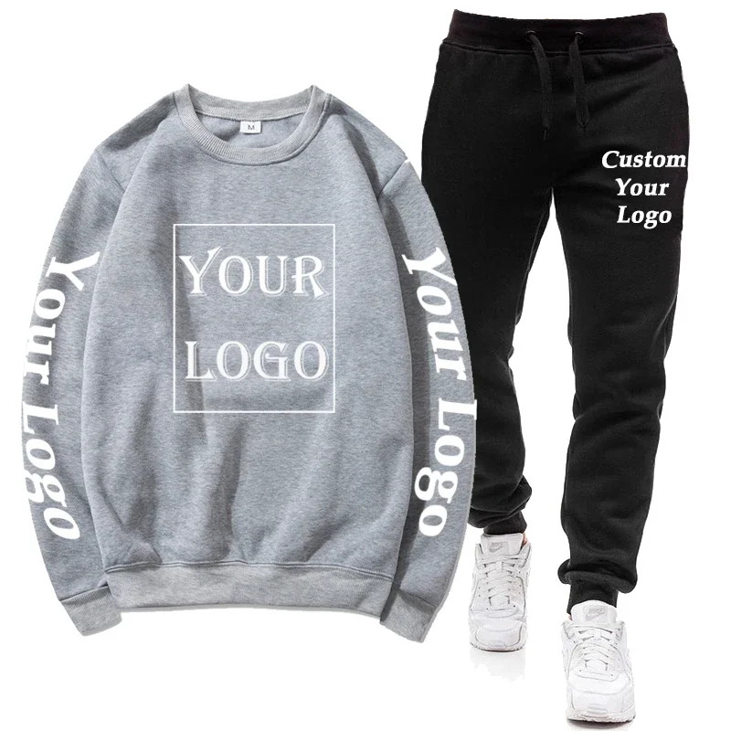 Aangepaste logo atletische sets heren dames casual trainingspakken herfst winter tweedelig sweatshirt + broek gepersonaliseerde truien met ronde hals