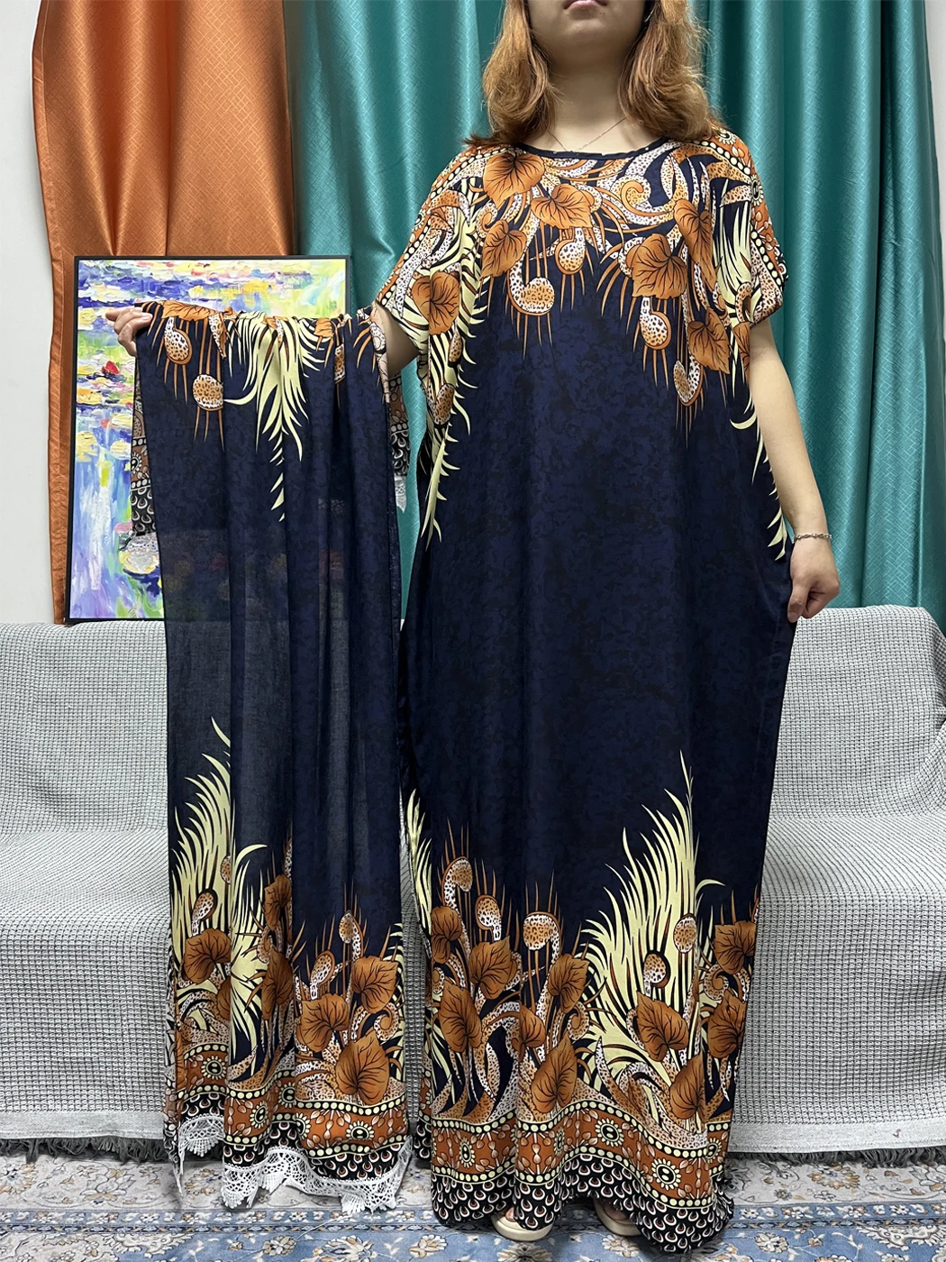 Abayas para mujer, estampado Floral, LT380, 2024