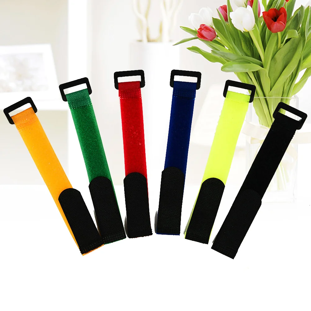 6 PCS Colorful Cable Ties Hook and Loop Strap Straps Reusable Decorative Fastening