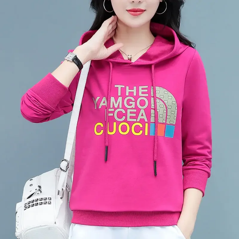 

Spring and Autumn New Ladies Hooded Comfortable Sweater Fashion Casual Long Sleeve All-Match Super Hot Pullover Top