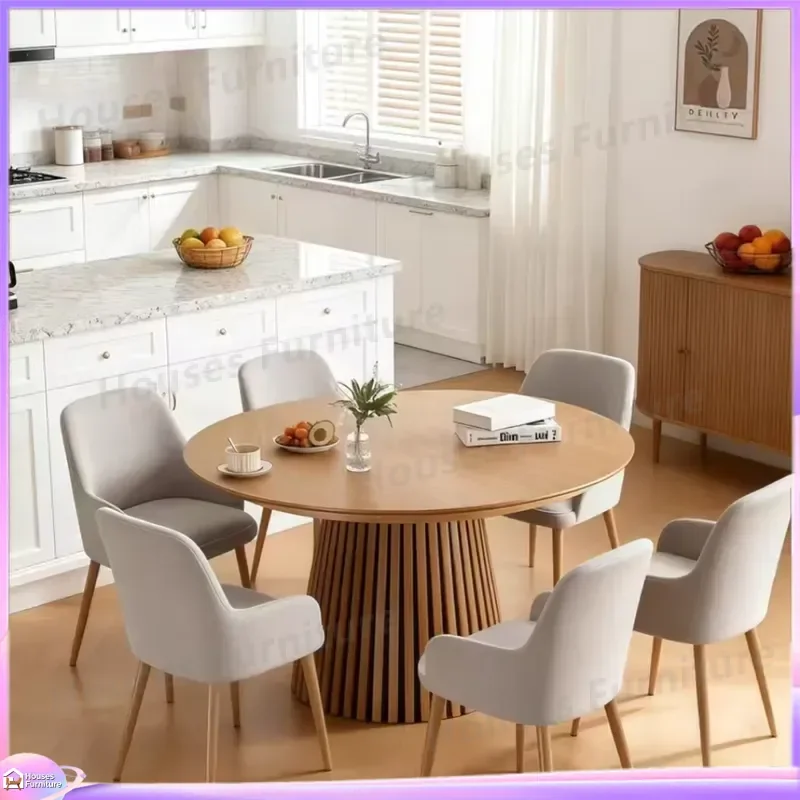 Modern Folding Dining Table Wooden Vertical Stripe Retractable Extendable Space Saving Compact Foldable Table for Home Office