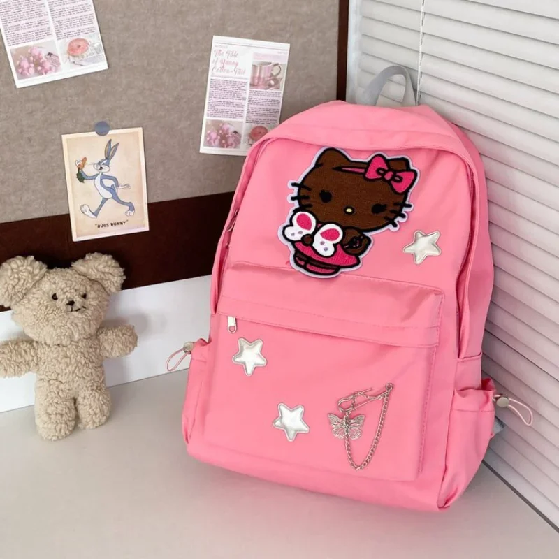 Sanurgente-Sac à dos étudiant Hello Kitty pour enfants, sac à dos léger de dessin animé mignon, sac à dos anti-taches de grande capacité, nouveau