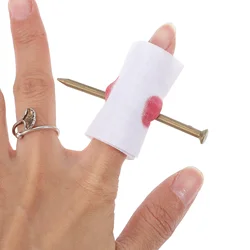 2 uds. Truco de Halloween, uña falsa aterradora a través del dedo, accesorio de broma, juguete mágico, vendaje de uñas sangriento divertido, novedad, broma práctica