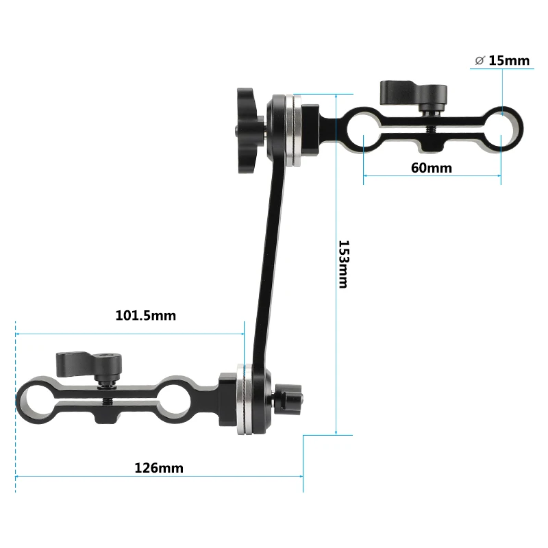 HDRIG ARRI Rosette نمط Z شكل تمديد الذراع مع مزدوج 15 مللي متر قضيب المشبك السكك الحديدية لجهاز تثبيت الكتف
