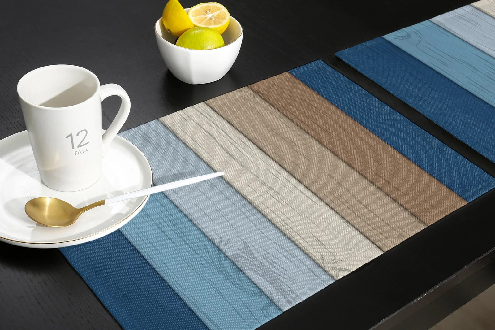 Retro Gradient Wood Grain Placemat Wedding Party Dining Decor Linen Table Mat Kitchen Accessories Table Napkin