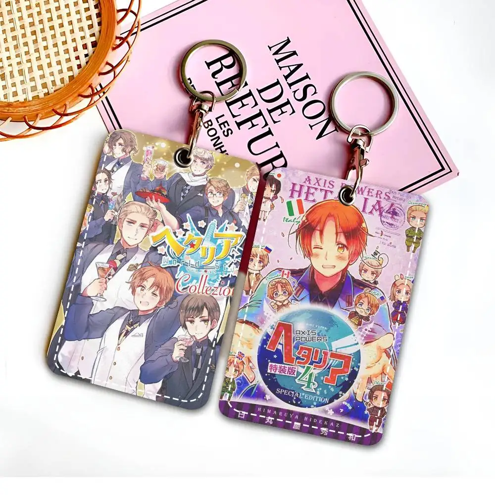 

Кожаный чехол для карт Hetalia Axis Powers, держатель для карт, брелок для ключей, брелок для пропусков, чехол для ID-карт, брелок-ключница