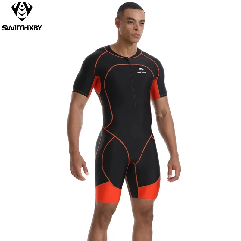 

Мужской водонепроницаемый конкурентоспособный купальник Upf 50+ с защитой от солнца и короткими рукавами для плавания, дайвинга, серфинга