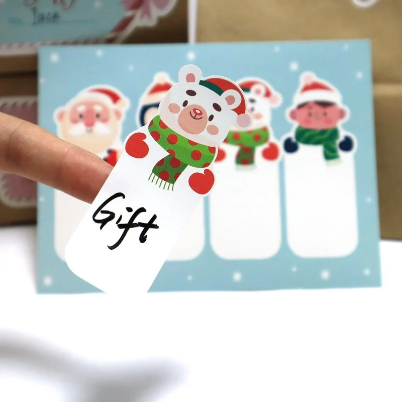 5 Sheets5 Lembar 4 Desain Perekat Hadiah Tag Nama Natal Stiker Hadir Penyegelan Label Natal Decal Hadiah Paket Dekorasi