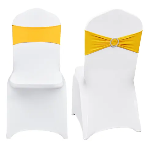 SucceBuy 30/50set Stretch Spandex Folding Chair Covers  Fitted Chair Cover with Chair Sashes Removable Washable Slipcovers