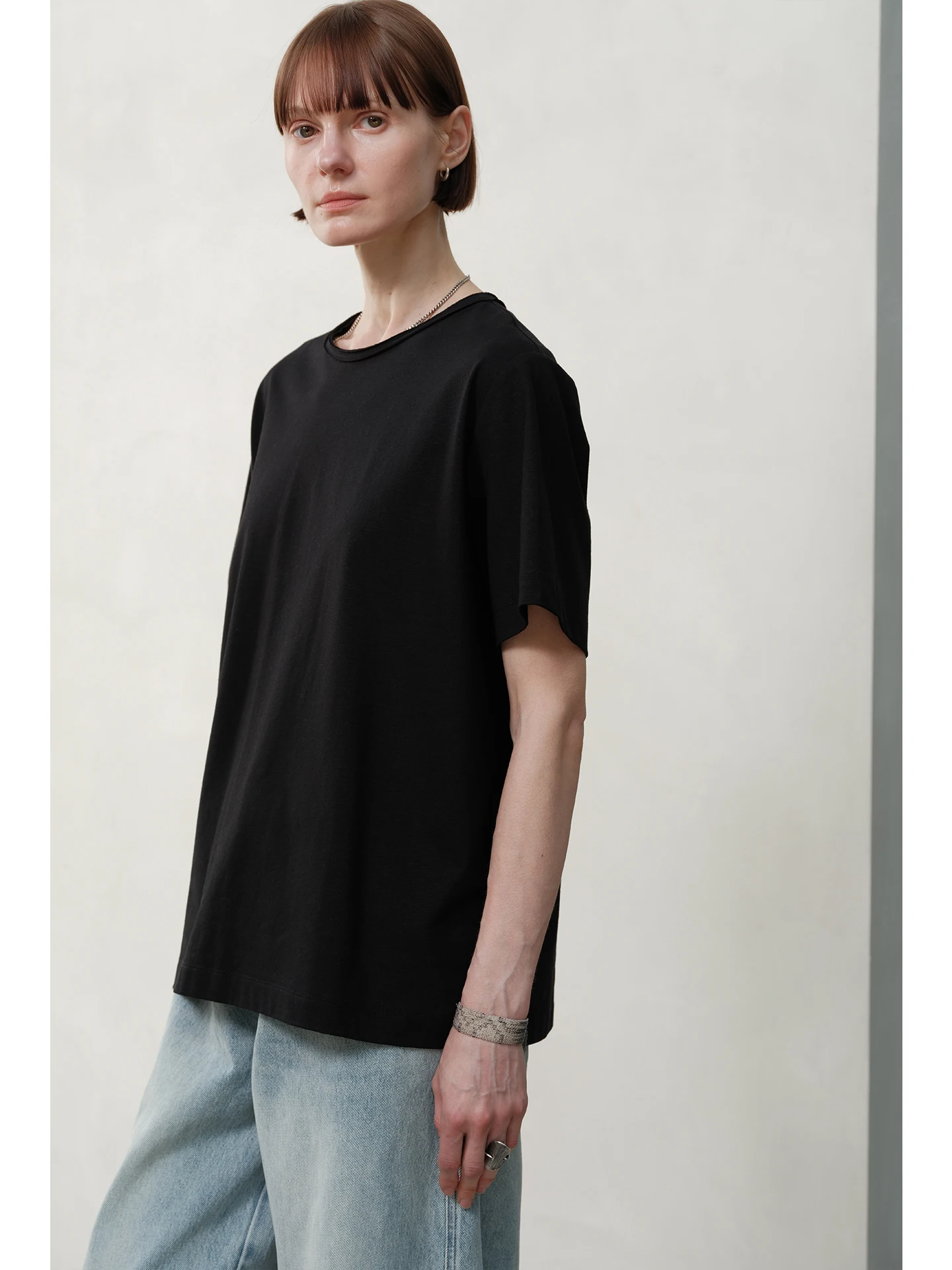 Toughsen Black Cotton Linen SORONA Blended Cuffed round Neck Loose Short Sleeve T-Shirt Moisture Wicking Summer Unisex T-Shirt