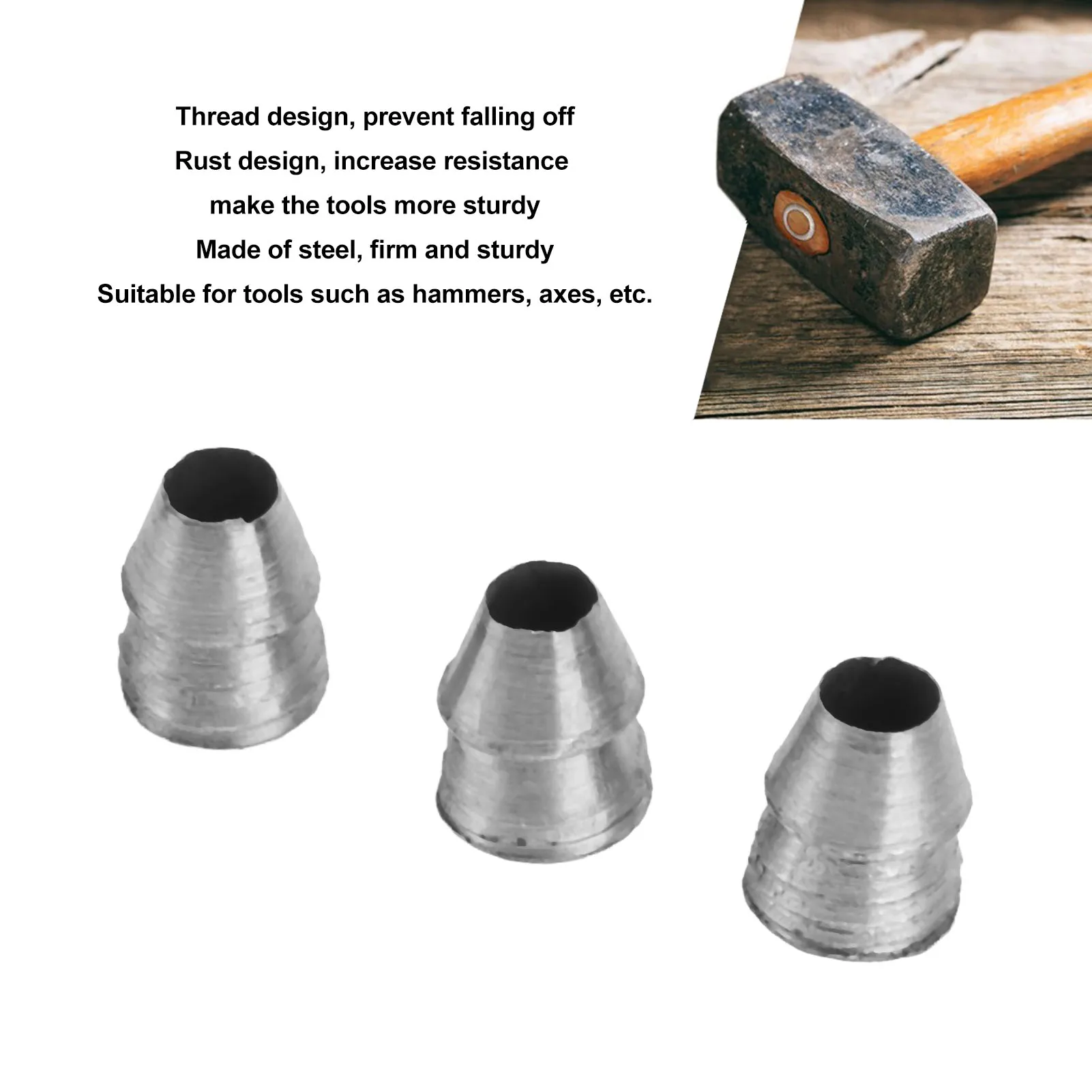 E2 20pcs Safety Round Handle Wedges Steel Hammer Handle Splitting Wedge Set for Axe Claw Hammer Sledge Diameter 10mm / 0.39in