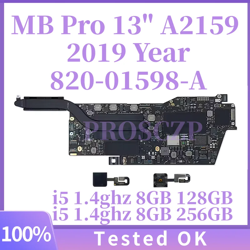 Placa base Original 820-01598-A A2159 para MacBook Pro 13 "placa lógica A2159 1,4 GHz 8GB 128GB 256GB 512GB 2019 año EMC 3301