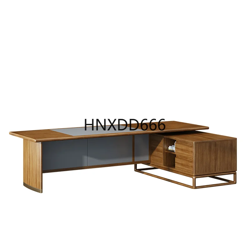 

New Chinese office desk and chair combination solid wood boss table
