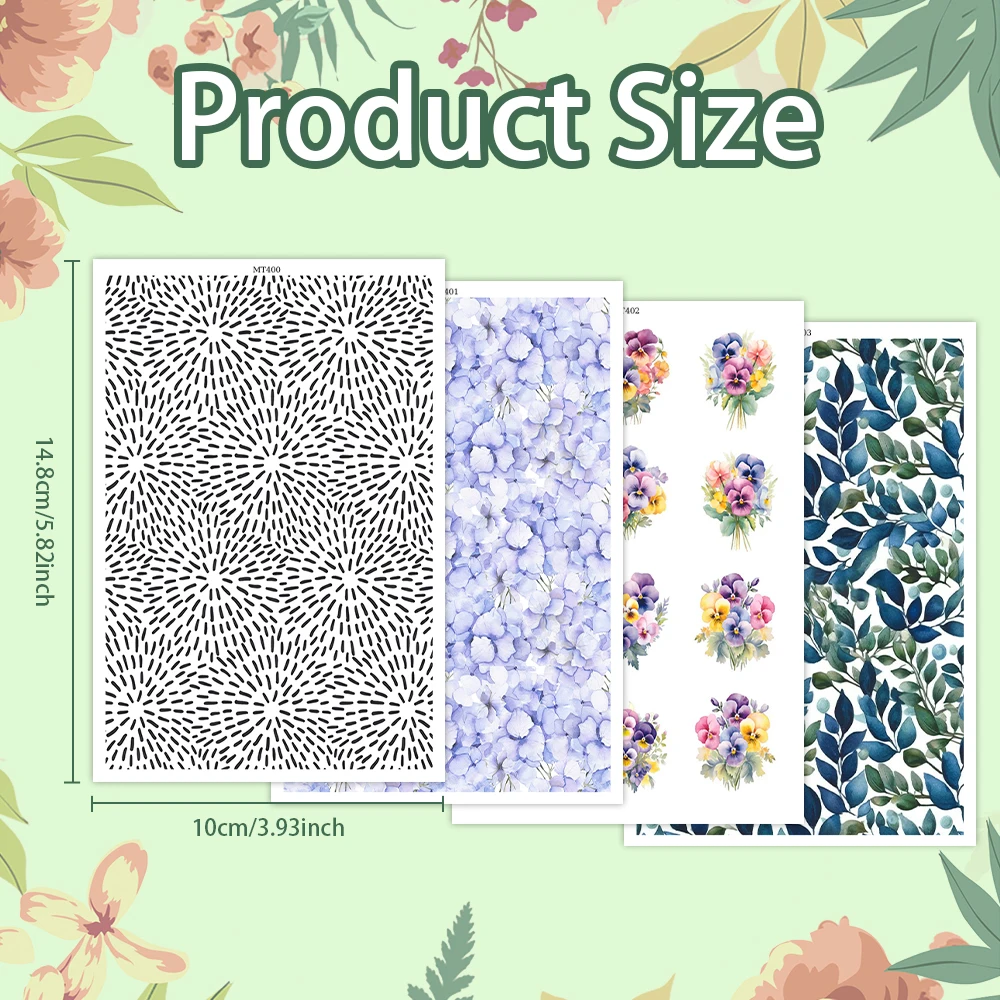 

Spring Flower Blossom Leaves Abstract Polymer Clay Transfer Paper Stickers for Diy Jewelry Earrings Printing Paper Making