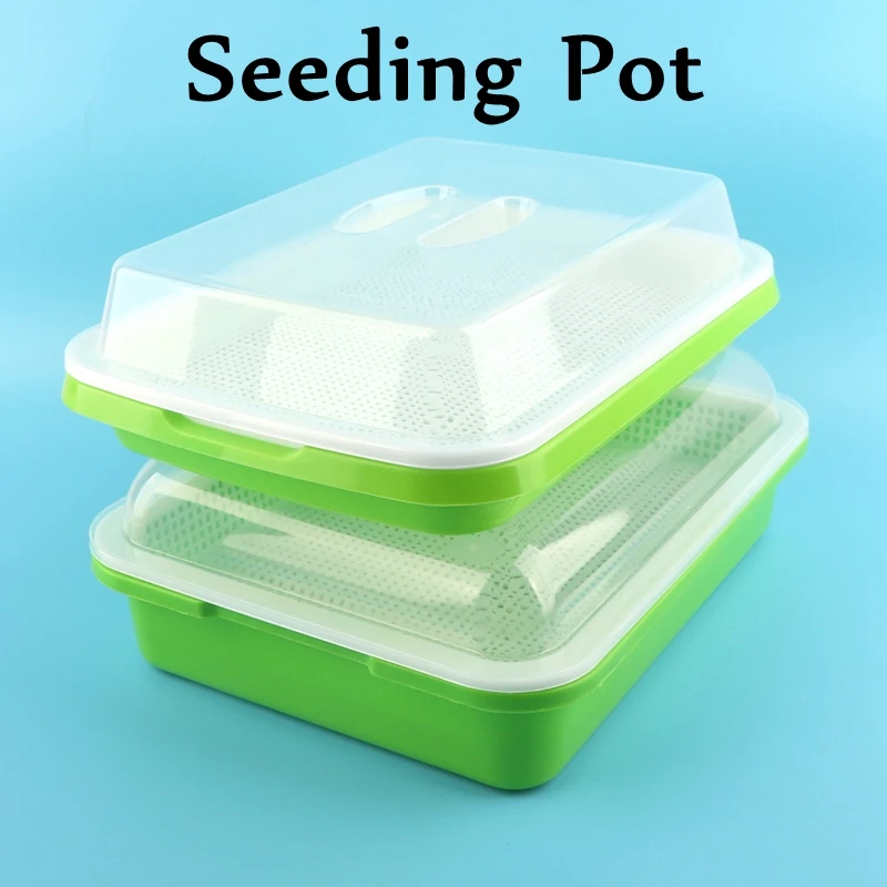 

1set Sprout Dish Growing Pot Hydroponic Vegetable Beans Seeding Pot Household Plants Germination Tray Nursery With Lid Kits