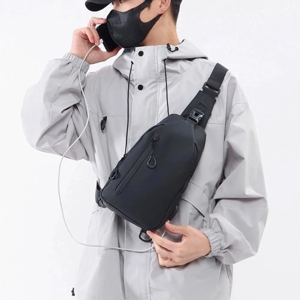 

Multi-functional Men's Chest Bag Oxford Cloth Adjustable Strap Outdoor Crossbody Bag Large Capacity Usb Charging