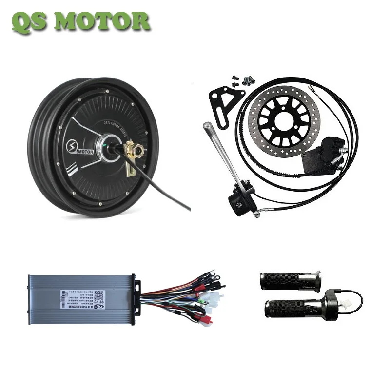 

QS 10inch In-Wheel Hub Motor 48v 1000W Electric Scooter Conversion Kits With 1000 Watt Speed Controller, Disc Brake, Throttle