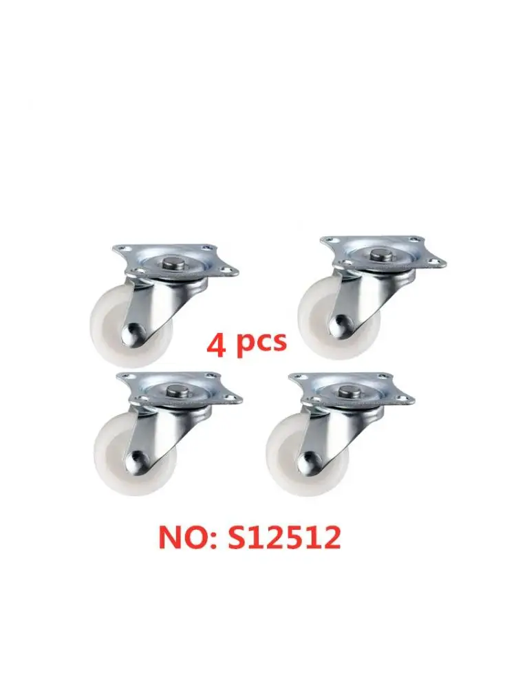 4 pcs/Lot 1.25 Inch white Pp Universal Wheel Diameter 30mm Light Flat Bottom Movable Caster Wear Resistant Nylon Omnidirectional