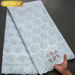 SJD LACE African White Cotton Lace Fabric 2024 Nigerian Dubai Cotton lace Swiss Voile Lace for Wedding Party Dresses Sewing 4011