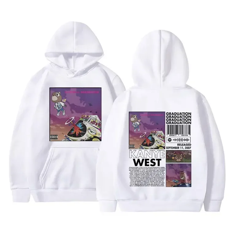 Rapper Kanye West Graduation Printed Hoodie Men's Cool Streetwear Popular Hip Hop Casual Sweatshirt Oversized  Casual Clothing