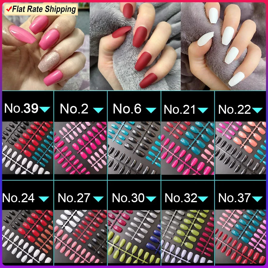 

4 Sets/bag Short Coffin Fake Nails Ballerina Ballet Shape Full Cover False Nail Tips Acrylic Press On Nails Coffin Nail Art Tips