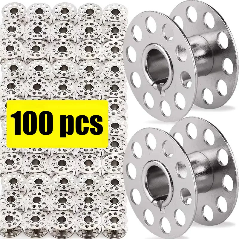 

10/20/40/80/100pcs Metal Bobbins Empty Spool Stainless Steel Bobbins For Household Sewing Machine Brother Sewing Accessories