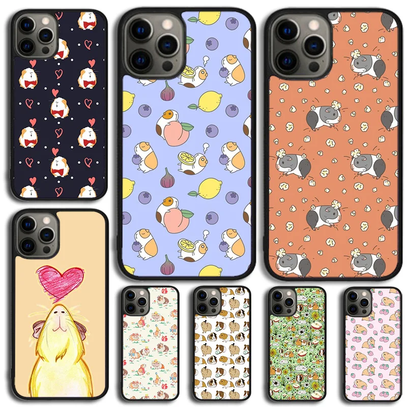 Funny Cute Animal Guinea Pig Phone Case Cover For iPhone 16 15 14 SE 2020 XR XS 11 12 13 Mini Pro MAX Plus