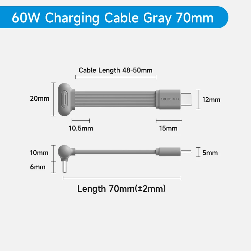 Hagibis USB-C rechtwinkliges Kabel, kurz, 90-Grad-Typ-C-Ladekabel, Powerbank, schnelles Laden, Kapselkabel, PD 60W für iPhone 17 Pro Max 16 15
