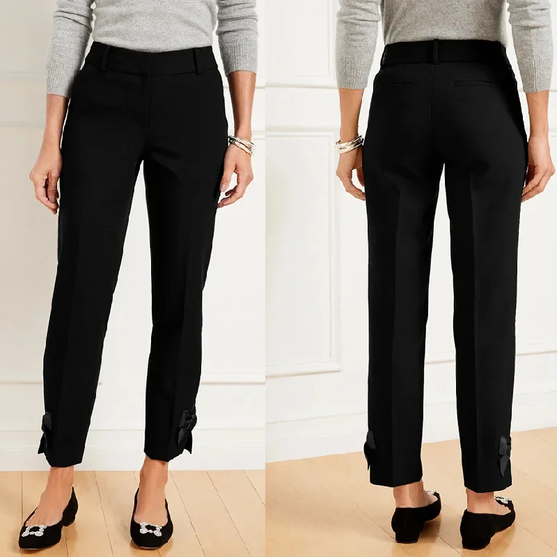 

2025 New Spring and Autumn Slim Casual Commuting All-match High Waist Bow Nine-point Pants Trousers Women