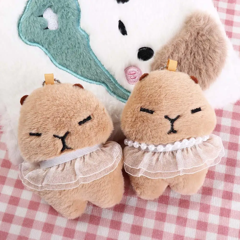 Lovely Cartoon Tutu Capybara Keychain Plush Stuffed Toys Plush Doll Keychain Soft Guinea Pig Pendant Couple