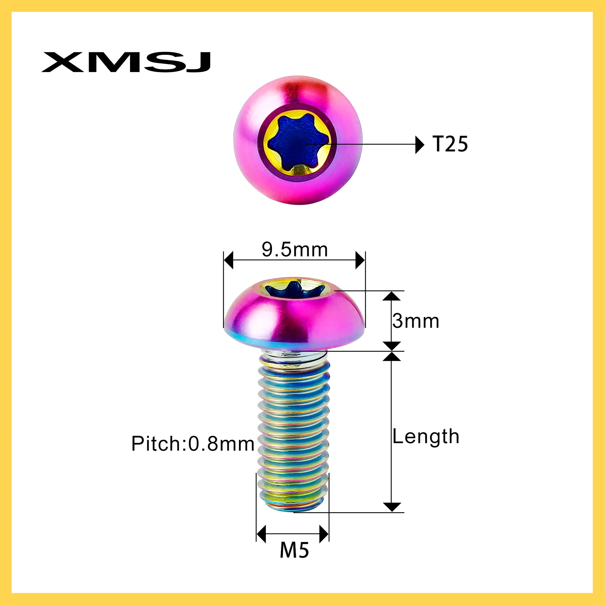 XMSJ Titanium Bolt M5x10 12mm Holder Torx Head Bicycle Water Bottle Cage Screw Bicycle Rotor Fastening  Disc Brake Fixing Bolts