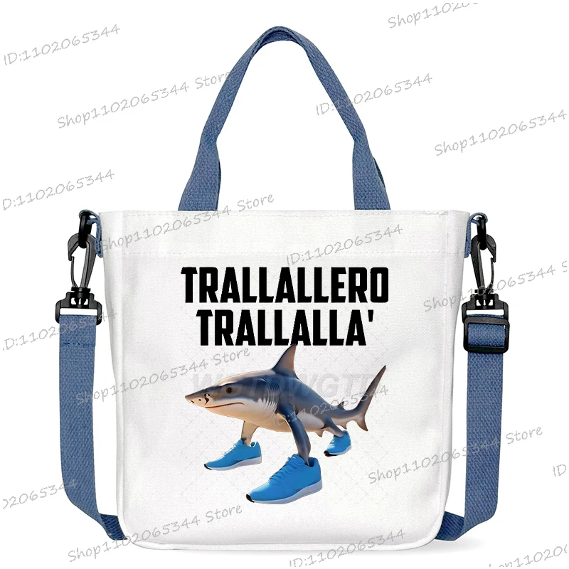 Harajuku Italian Brainrot Messenger Bag Tralalero Tralala Funny Shark Meme Crossbody Bag Women Men Fashion Vintage Shoulder Bag