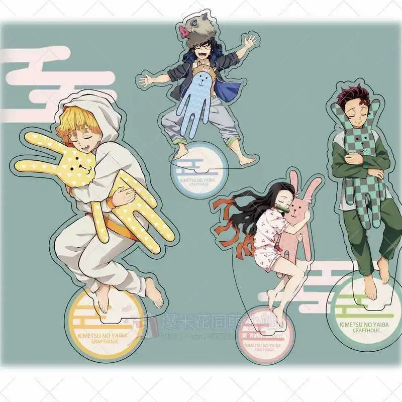 Standing Sign Demon Slayer Agatsuma Zenitsu Hashibira Inosuke Kanroji Mitsuri Cosplay Acrylic Stand Figure Desktop Ornament Gift