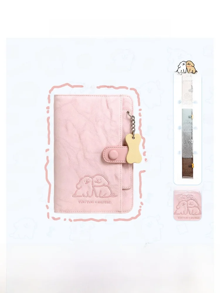 toutou-long-wallet-pink-dog-passport-holder-travel-document-storage-wallet-birthday-gift-sweet-lady-style-folded-polyester