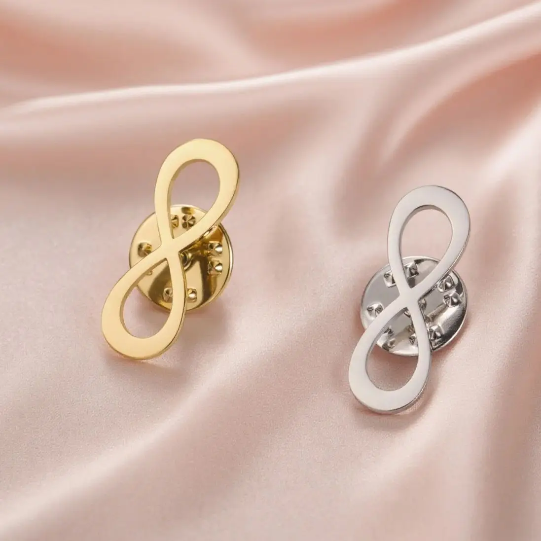 1PC Minimalist Infinite Symbol Brooch Stainless Steel Infinite Symbol Eternal Love Badge Brooch Dress Suit Anniversary Gift