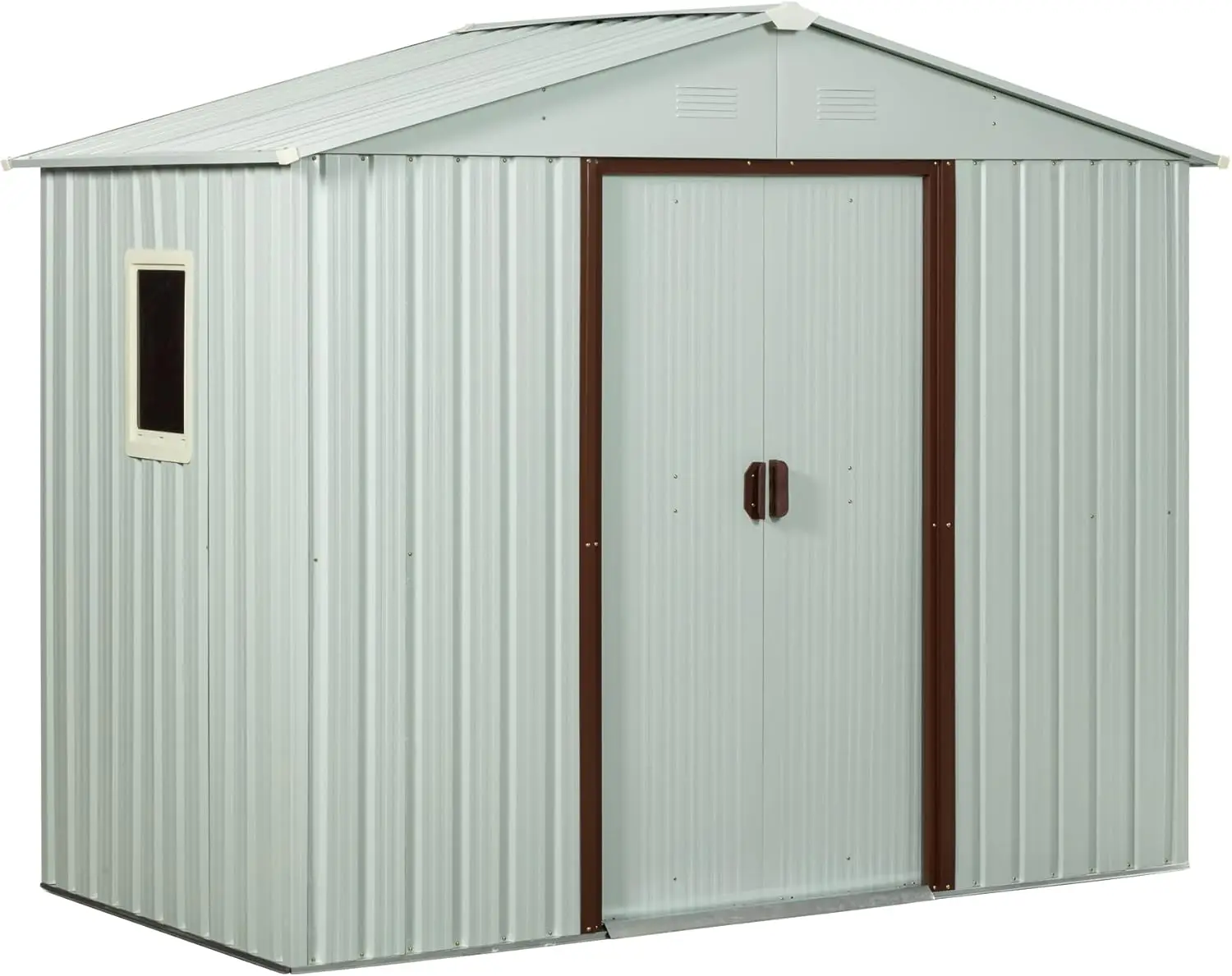 

8 x 4 FT Outdoor Storage Shed, Metal Garden Shed with Floor Frame, Tool Shed Outdoor Storage with Lockable Sliding Doors