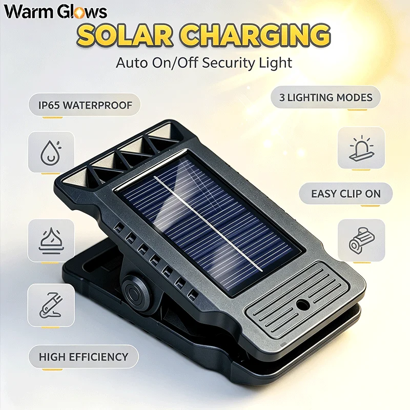 Clip on Solar Lights Solar Powered Courtyard Lamp, Household Garden Lighting, Human Body Sensing Multifunctional Outdoor  Lamp