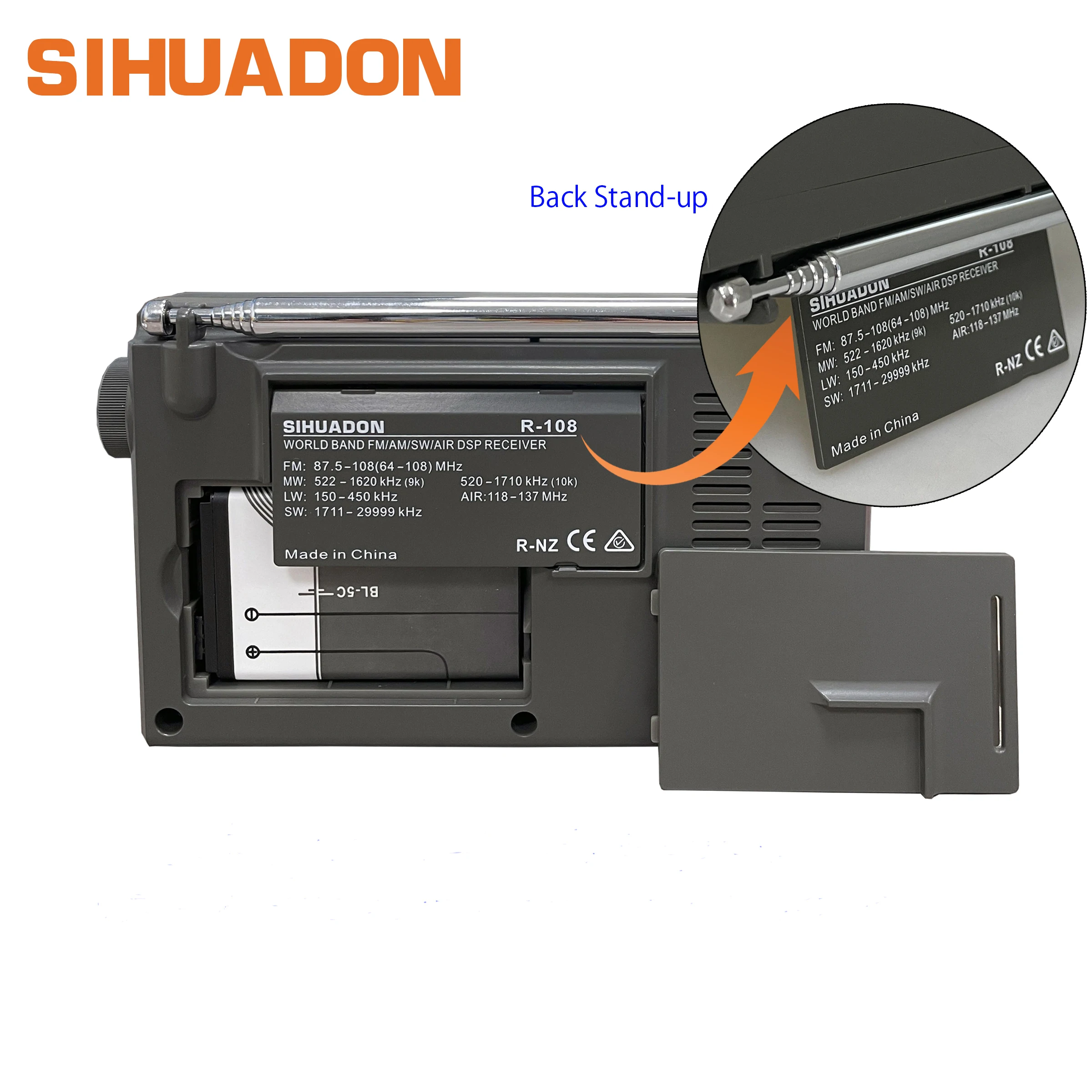 SIHUADON-Radio estéreo Digital R-108, receptor de Radio de aire AM SW, función de alarma, reloj, altavoz de temperatura