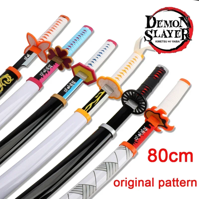 Original Kimetsu No Yaiba Anime Cosplay Sword Weapon Props Wood Swords Toys Teen Katana Zenitsu Tanjrou Demon Slayer MN8